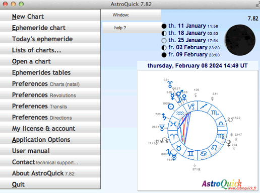 main menu astrology software astroquick